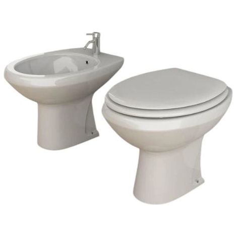 Sanitari Donatello New scarico parete cm. 49x39 con sedile in mdf (1/4)