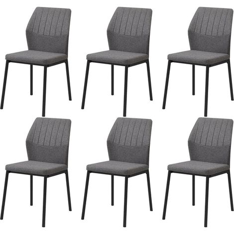 Esszimmerstühle 6er Set, Polsterstühle dunkelgrau, mit ergonomischem Design (1/5)