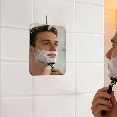 Miroir de douche sans buée pour le rasage – Miroir de salle de bain incassable et anti-buée, amovible, miroir de voyage portable pour homme et femme (12,7 x 17,8 cm) (1/5)