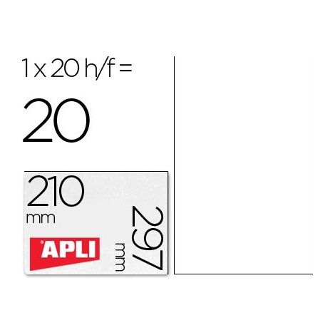 Etiqueta adhesiva apli translucidas 1225 tamaño 210x297 mm - fotocopiadora -laser caja con 20 etiquetas