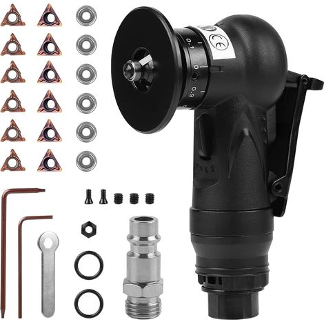 Mini Outil de Chanfrein à Air 2 en 1, Machine à Chanfreiner Pneumatique Portative avec Lames Angulaires 6C&6R, Mini Meuleuse Ponceuse Sableuse Pneumatique Noir pour Métaux et le Chanfreinage (1/5)