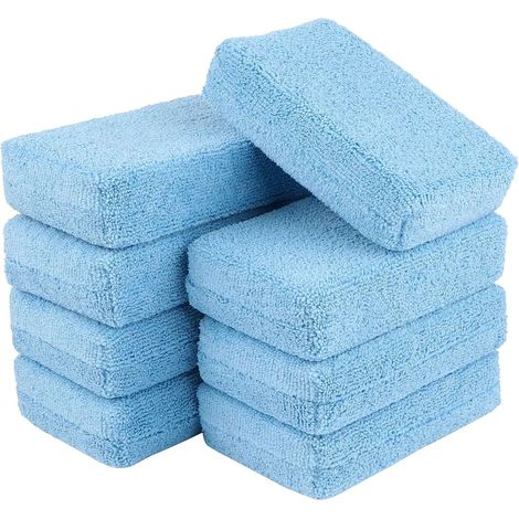 Tampons en microfibre - Lot de 8, Éponges de lavage auto, Éponges et tampons de nettoyage en microfibre de qualité supérieure - Bleu (1/5)