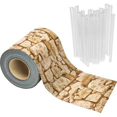 Garronda Sichtschutzstreifen 19 cm x 35 m aus PVC mit Befestigungsclips Zaun Sichtschutz für Balkon und Parkan UV-beständige Sichtschutzfolie für Garten GD-0173, Originalstein