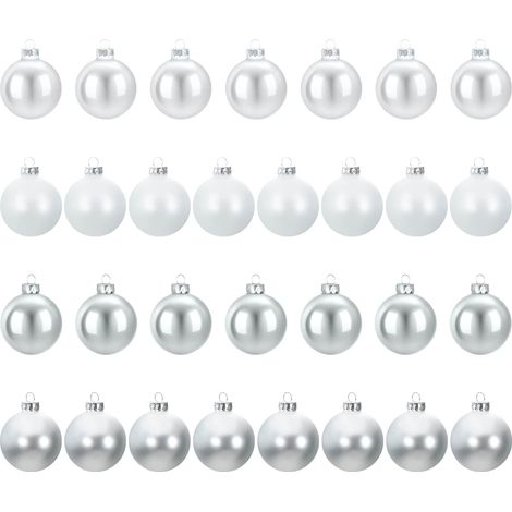 Set di Palline di Natale 30 pz argento e bianco 6 cm vidaXL (1/5)
