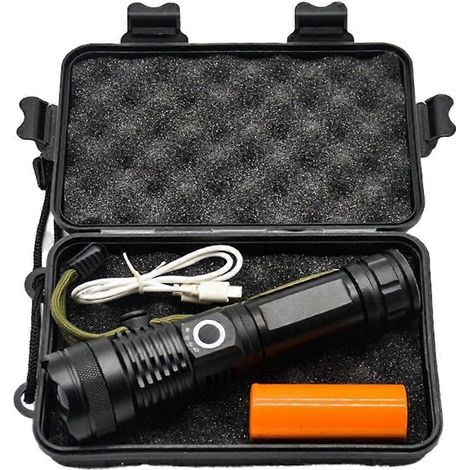 Ultrahelle, leistungsstarke, tragbare, wiederaufladbare LED-Taschenlampe (1/5)