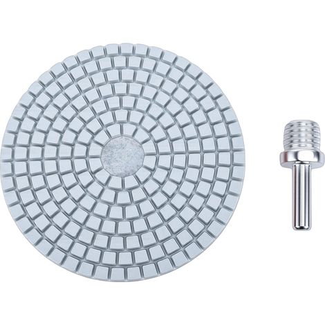 Disque de polissage diamanté 5/8-11UNC avec tige de connexion pour meuleuse d'angle, utilisable à sec ou humide, pour le ponçage des bords et des arêtes de béton et de pierre. (1/5)
