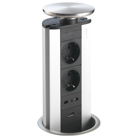 Foster Totem4 inox toma de corriente Negro, Acero inoxidable (1/2)