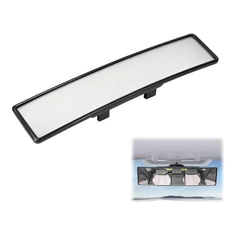 Wide Angle Convex Clip-On Mirror for Cars - Effectively Reduces Blind Spots for SUV and Trucks - Glass, Easy and Secure Installation, Interior Mirror (1/5)
