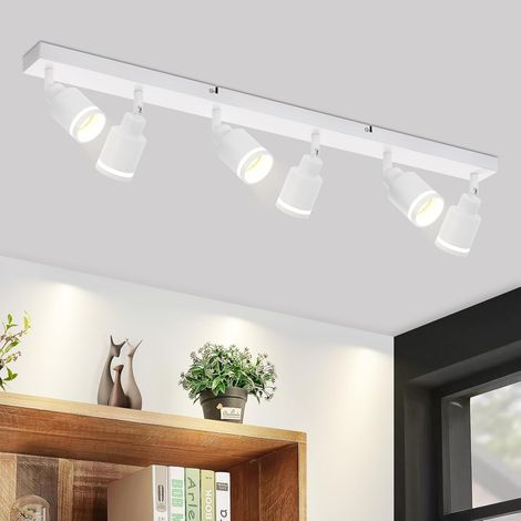 ZMH Plafonnier Plafonnier Moderne 6 Ampoules : Spots de Plafond Pivotants GU10 Plafonnier Spot Lampe de Cuisine Lampe de Couloir en Métal en Blanc pour Couloir Bureau Salon Chambre sans Ampoule (1/5)