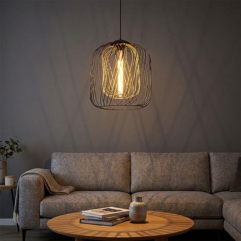 Hängelampe Pendelleuchte Deckenleuchte Esszimmerlampe Metall Schwarz D 35 cm (1/5)