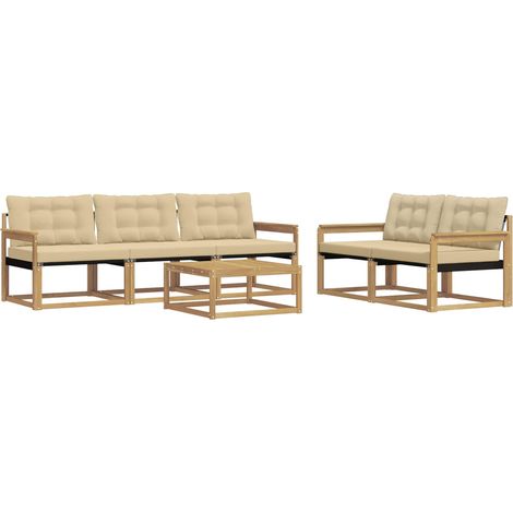 Outdoor-Sofagarnitur 6 pcs Weiß und Beige 79 x 79 x 37 cm vidaXL