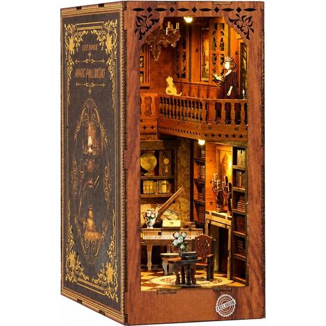 Serre-livres en bois à monter soi-même, coin lecture « Maison verte », kit de maquette de maison à assembler en 3D (1/4)
