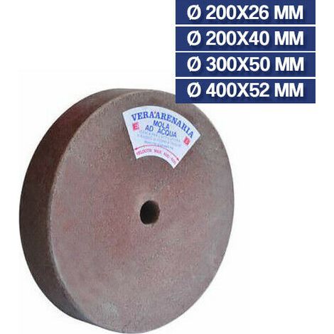 MOLA AD ACQUA PIETRA ARENARIA ROSSA PER AFFILARE COLTELLI FORBICI RONCOLA 14717V D MM 200X26 (14717)