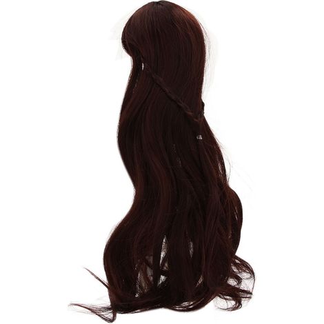 Perruque Bouclée avec Frange pour Poupée BJD 1/3 - Fournitures Coiffure DIY Brun Foncé (20-23 cm) (1/5)