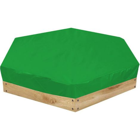 Mehrfarbige sechseckige Abdeckung 140 x 120 x 20 cm für Gartensandkasten/Badewanne, wasserdicht und mit Sonnenschutz (grün) (1/5)