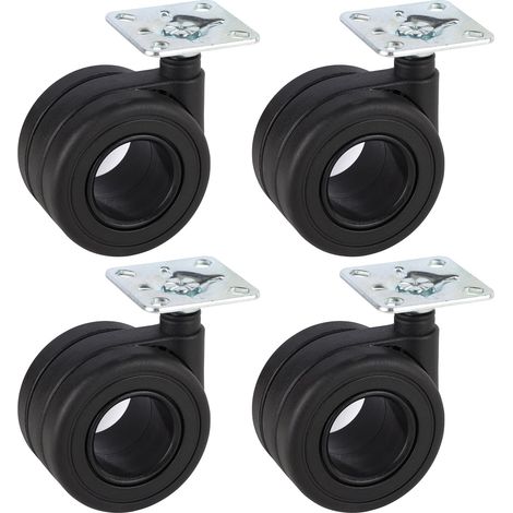 Roulettes doubles design Dörner + Helmer en polyamide - roulettes pivotantes robustes capacité de charge 240 kg roulettes pour meubles roulement à billes 65 mm, noires (1/3)