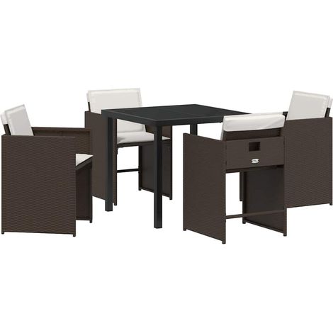 Conjunto de Comedor de Jardín 5 pcs Marrón ratán sintético vidaXL (1/5)