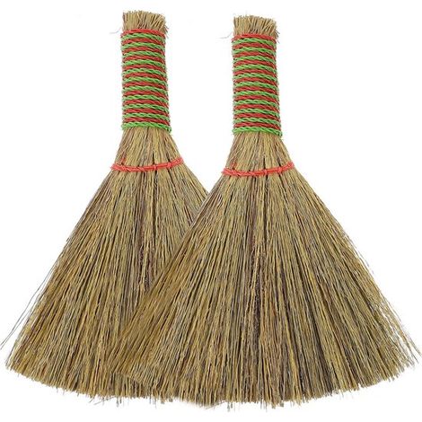 Lot de 2 petits balais à main - balais de bureau - balais à poils souples - balais en paille - 9 x 14 cm - dépoussièrent facilement - conviennent pour le nettoyage des cuisines, bureaux, maisons, ordi (1/5)