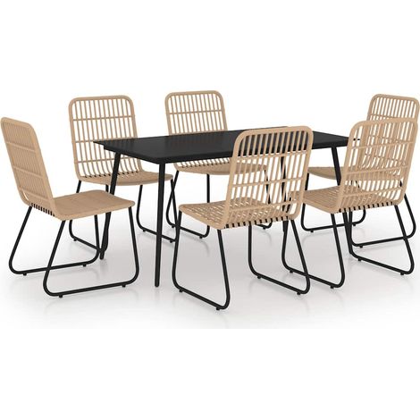 Maison Exclusive - Set da Pranzo da Giardino 7 pz in Polyrattan e Vetro (1/5)