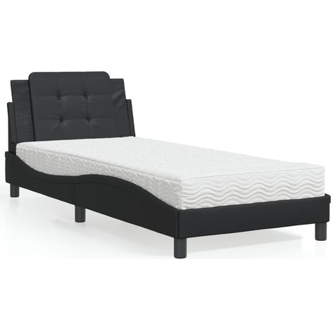 Estructura de cama sin colchón Zadar cuero sintético negro 100x200 cm vidaXL (1/5)