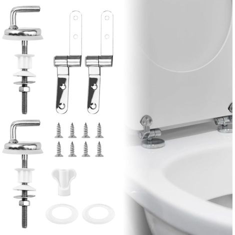 CSPARKV 2 PCS Kit de Fixation Abattant WC Attache Charnière Abattant WC, Charnières de Fixation pour Abattant WC, Charnière de Siège de Toilette avec Vis Convient à la Plupart des Toilettes (1/5)