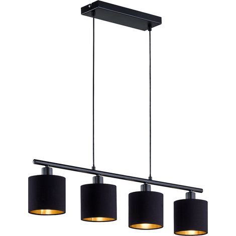 Lampada da soffitto lampada a sospensione illuminazione a pendolo paralume in tessuto nero e oro soggiorno camera da letto sala da pranzo cucina altezza 150 cm lunghezza 75 cm