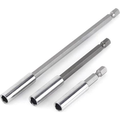 Porte Embouts Magnétique Extension de Vissage Tournevis Tige Hexagonal 60mm 100mm 150mm Rallonge Embout Visseuse(3Pcs 1/4") (1/5)
