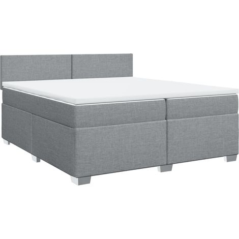 Maison Exclusive - Sommier à lattes de lit avec matelas Gris clair 200x200cm Tissu (1/5)
