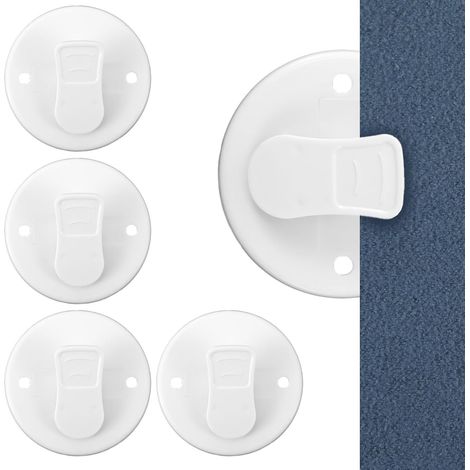 4 clips de rideau de douche - Clips de douche auto-adhésifs - Clips - Clips anti-éclaboussures - Fixation murale - Pour rapprocher le rideau de douche - ABS - Blanc (1/5)
