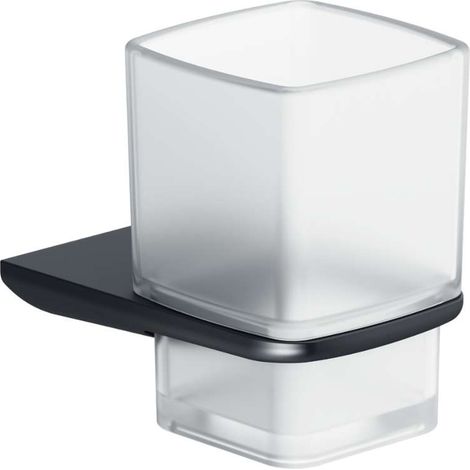 kielle Vega - Vaso para cepillos de dientes y pasta con soportes, cristal/negro mate 40018004 (1/3)