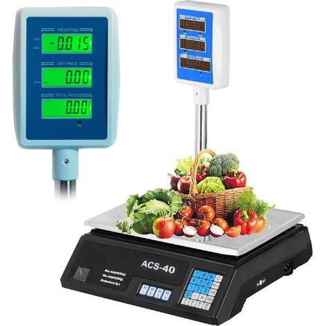 Bilancia Elettronica Professionale con Display Elettronico Fronte Retro Peso Massimo 40kg
