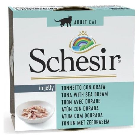SCHESIR para gatos Oceanic Adult en gelatina de atún con dorada 85 g