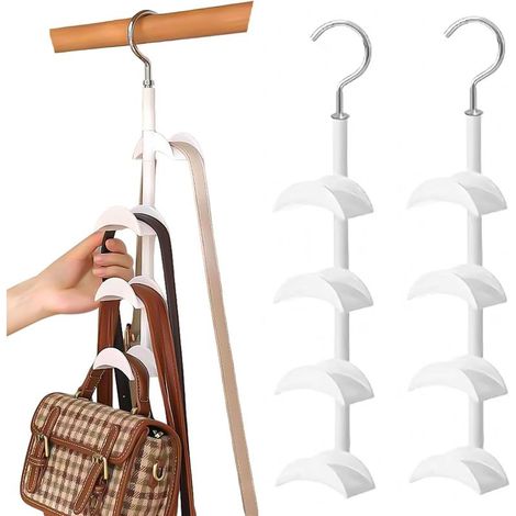 2 Pièces Rangement Sac à Main, Support de Sac à Main Rotatif à 360 Degrés Porte Cravate et Ceinture Cintre Foulard Cintre à Echarpe (1/5)
