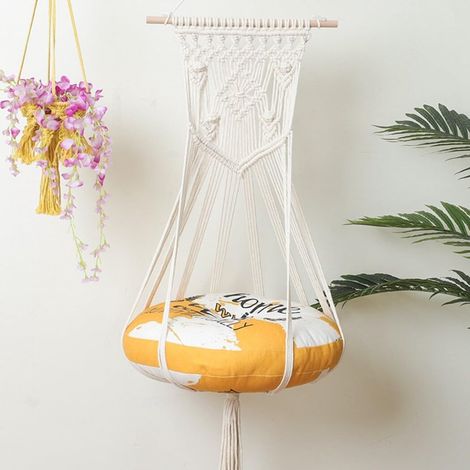 Handmade macrame cat hammock, hand-woven tapestry cotton pet swing  bed Tapestry Chair for Kitten(Pillow not included）