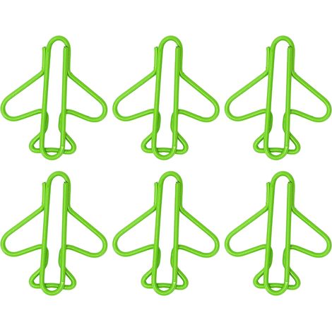 100 Stück niedliche Büroklammern in Flugzeugform, ummantelter Draht, leuchtende Farben, dekorative Büroklammern für Scrapbooking, Kartenbasteln, Papierbasteln, Grün (1/5)