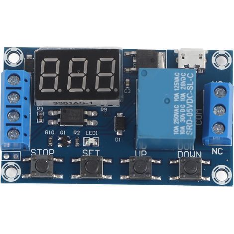 Module de commutation marche/arrêt de retard, module de minuterie DC 6 V-30 V sensible -40 ℃ -85 ℃ fiable réglable avec affichage LED numérique pour fournitures industrielles (1/5)