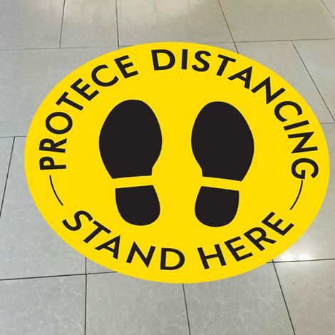 Autocollants de sol antidérapants pour la distanciation sociale : marque-placez-vous à 1,80 m de distance. (1/5)