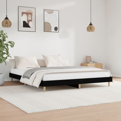 Bed Frame without Mattress Black 180x200 cm Super King Engineered Wood vidaXL (1/5)