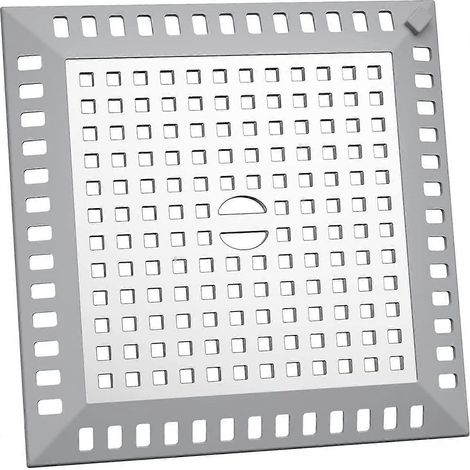 Grille de douche anti-cheveux, couvercle de bonde de douche 12 x 12 cm, protection de cabine de douche en acier inoxydable et silicone pour salle de bain, baignoire, etc. (1/5)