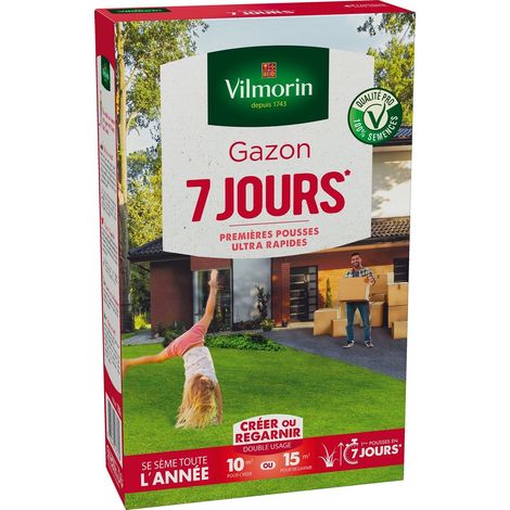 Semillas de césped de 7 días, VILMORIN, 250 g, 10 m² o 15 m² VILMORIN (1/2)
