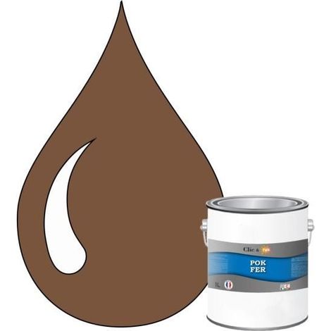Peinture - POK - POK FER - Glycérophtalique - Antirouille - 1L - Brun beige (1/4)