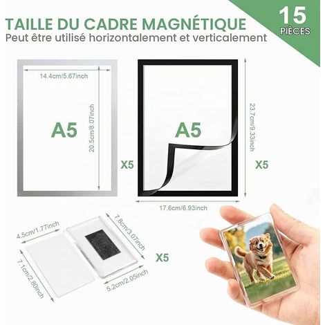 A5 Magnetic Self-Adhesive PVC Photo Frame A5 Diamond Painting Black and Silver for Replacement Documents Posters Diamond Painting Magnetic Frame (1/4)