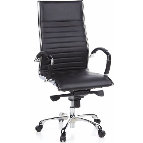 Bürostuhl / Chefsessel PARMA 20 Leder schwarz Chrom hjh OFFICE (1/5)