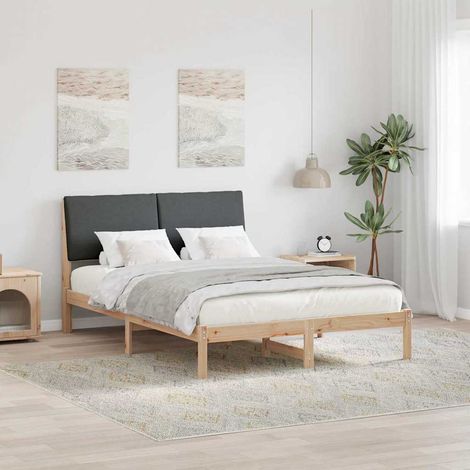 Bettgestell Braun und Dunkelgrau 150 x 200 cm Massivholz Kiefer (1/5)