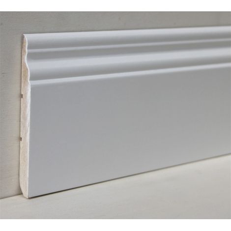 6 pezzi Battiscopa Barocco Ayous legno laccato Bianco mm13x120x3000