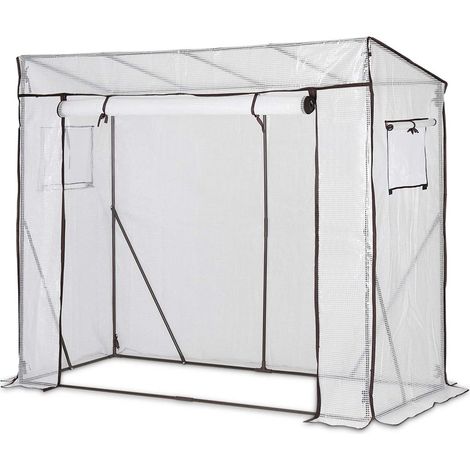 Sekey Tomatengewächshaus XL Tomaten Gewächshaus Foliengewächshaus Stabil Tomatenhaus Platzsparend für Garten, 200x77x146/170cm, Weiß