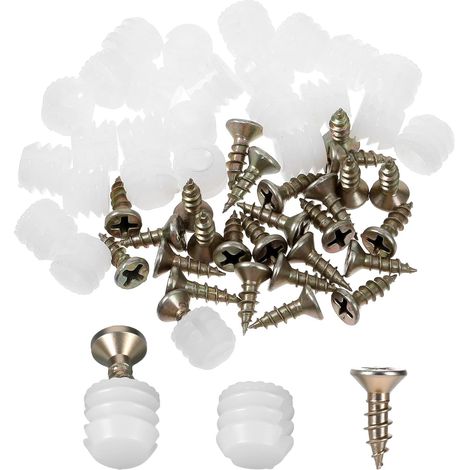 Lot de 25 chevilles de charnière en plastique avec vis - Chevilles d'extension pour portes d'armoire, réparation de meubles et charnières de porte (1/5)