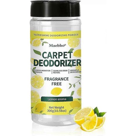 Poudre nettoyante à l'acide citrique. neutralisateur d'odeurs. élimine les odeurs animales. pour tapis. tissus d'ameublement. poubelle de voiture. parfum citron. 300 g (1/5)