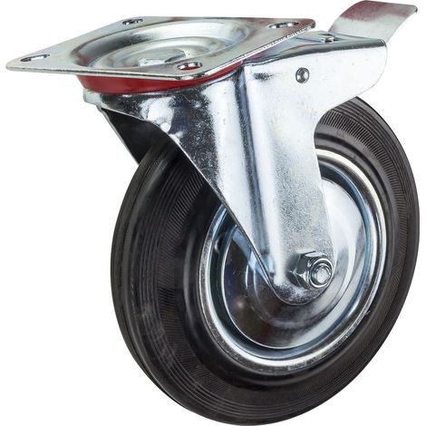 Transportrolle Lenkrolle mit Bremse 200mm Lastrolle Bockrolle bis 185kg (1/4)