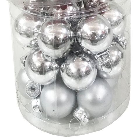 CILINDRO 24 SFERE VETRO ARGENTO D.25 MM MET/MATT